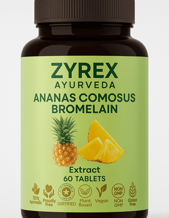 Zyrex Ayurveda Ananas Comosus | Bromelain Extract Tablets Pack of 60 Tablets Pack