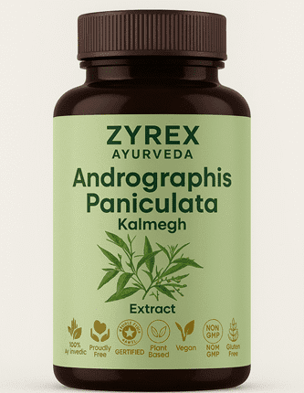 Zyrex Ayurveda  Andrographis Paniculata I Kalmegh Extract Tablets Pack of 60 Tablets Pack