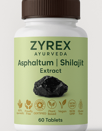Zyrex Ayurveda Asphaltum I Shilajit Extract Tablets Pack of 60 Tablets Pack