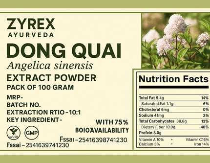 Zyrex Ayurveda Dong Quai / Angelica Sinensis Powder Pack of 100 Gram Pure Natural and Organic.