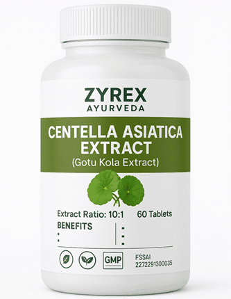 Zyrex Ayurveda Centella Asiatica Extract Tablets Pack of 60 Tablets Pack
