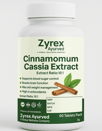 Zyrex Ayurveda Cinnamonum Cassia Extract / zeylanicum Extract Tablets Pack of 60 Tablets Pack