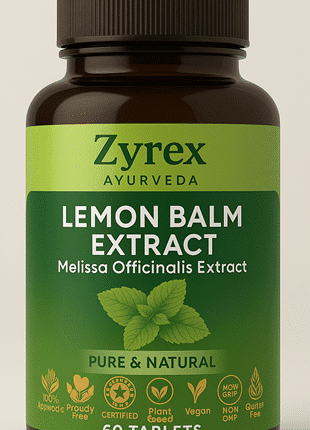 Zyrex  Ayurveda Lemon Balm | Melissa Officinalis Extract Tablets Pack of 60 Tablets Pack