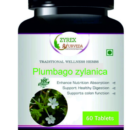 Zyrex plumbago zeylanica(Chitrak Mool) Extract Tablet Pack Of 60 Tablets