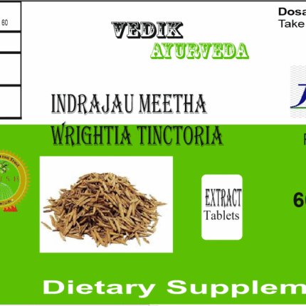 Vedik Ayurveda Indrajau Meetha / Inderjoo Metha / Wrightia Tinctoria Extract Tablets Pack of 60 Tablets