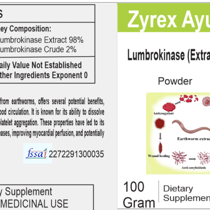 Zyrex Lumbrokinase Extract Powder -100 GM Pack