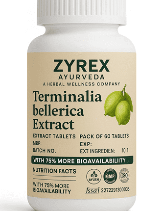 Zyrex Ayurveda Terminalia Belerica Extract Tablets Pack of 60 Tablets.