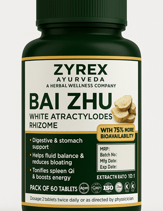 Zyrex Ayurveda Bai Zhu (White Atractylodes Rhizome) Extract Tablets Pack of 60 Tablets