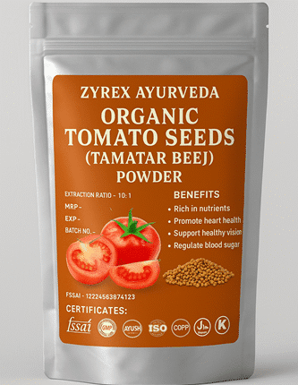 Zyrex Ayurveda Organic Tomato Seeds (Tamatar Beej) Extract Powder Pack of 100 Gram.