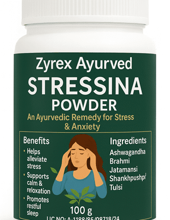 Zyrex Ayurveda Stressina Powder Pack of 100 Gram (A Herbal Remedy Stress, Depression and Anxiety)