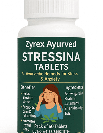Zyrex Ayurveda Stressina Tablets Pack of 60 Tablets (A Herbal Remedy Stress, Depression and Anxiety)