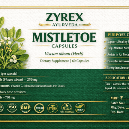 ZYREX AYURVEDA MISTLETOE CAPSULES  Viscum album (Herb) Dietary Supplement | 60 Capsules