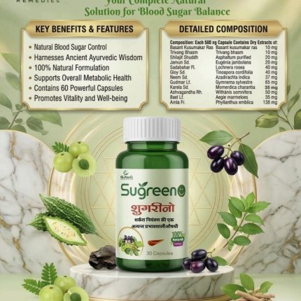 Sugreeno Capsules-Sugreeno – Ayurvedic Herbal Support for Healthy Glucose Metabolism & Metabolic Wellness 30 Capsules  Pack of 3 Bottles