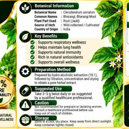 Genex-Herbal Bharangi mool (Root of Clerodendrum serratum) Extract Powder 100 Gram Pack