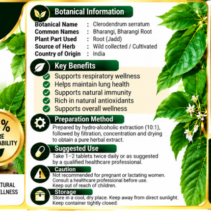 Genex-Herbal Bharangi mool (Root of Clerodendrum serratum) Extract Tablets 60 Tablets Pack